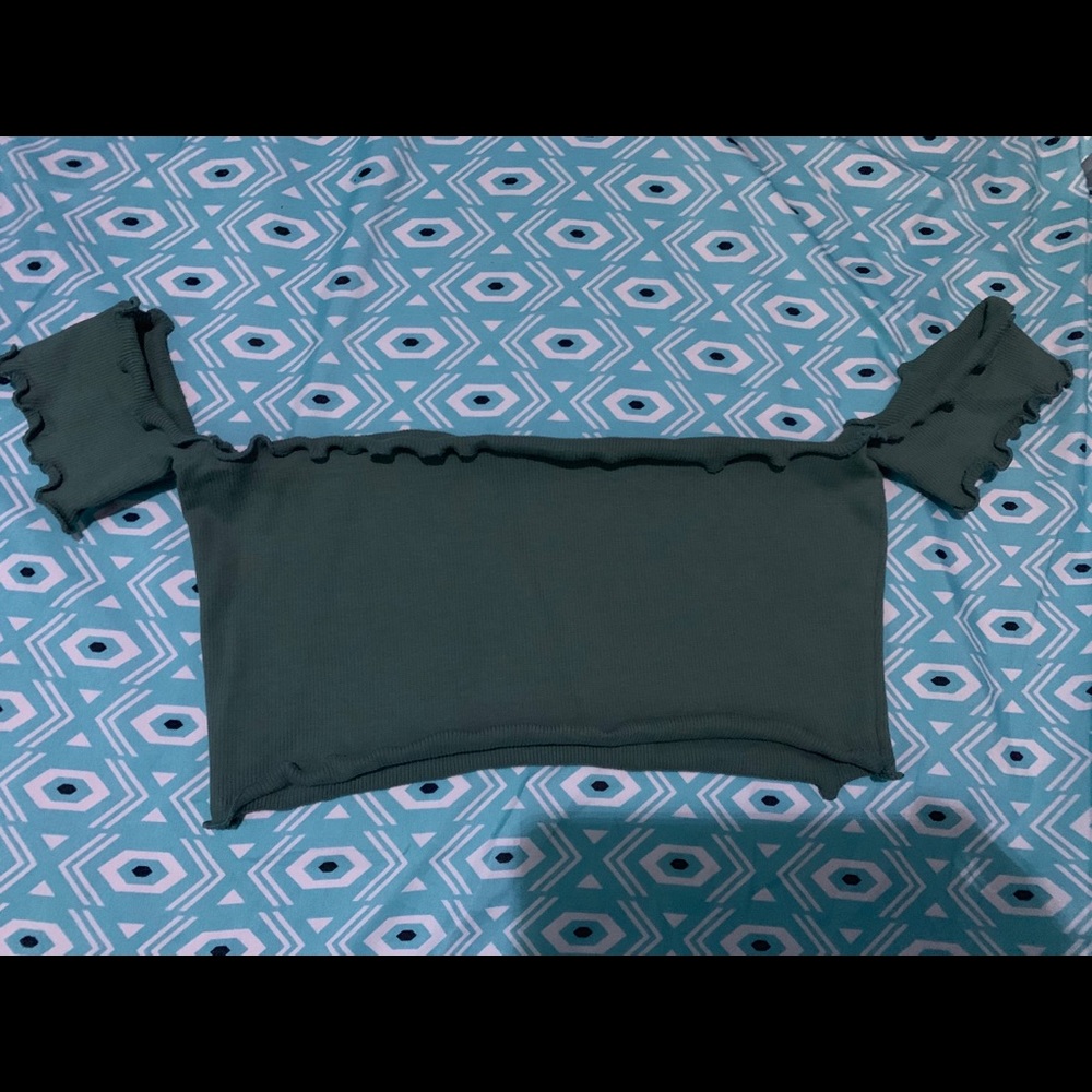 Green off the shoulder tube top